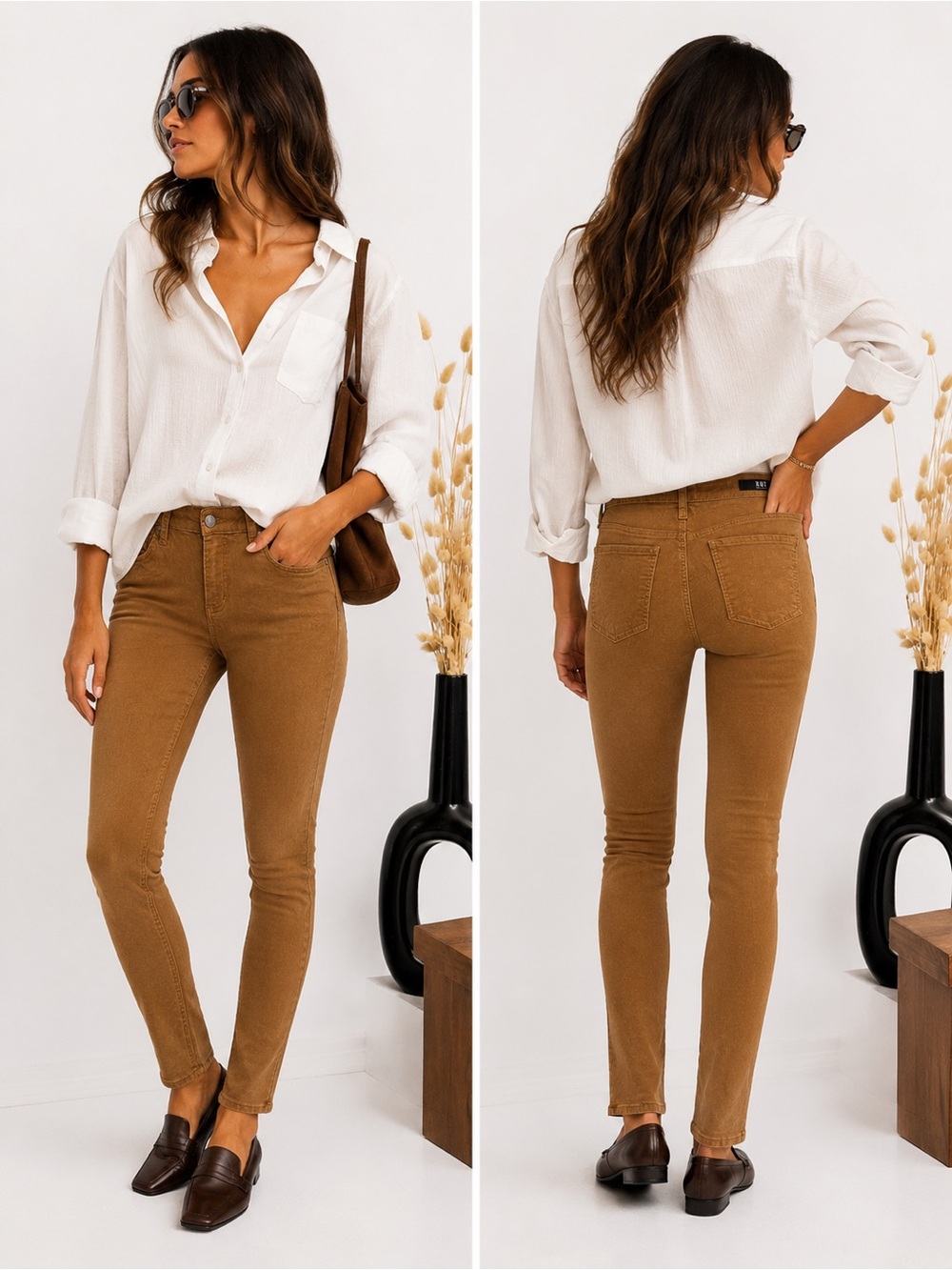 Kut from the Kloth High-Rise Skinny Pants in Camel Brown